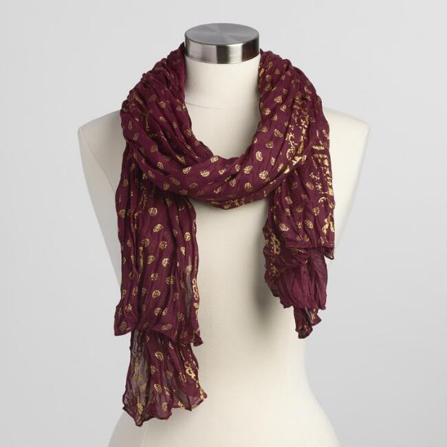 Wine And Gold Scarf
