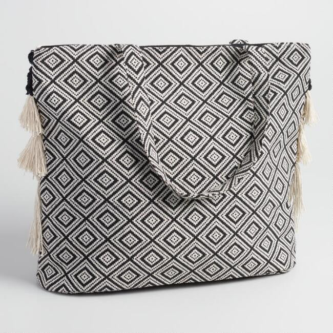 Woven Tote With Fringe