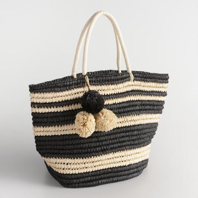 Striped Straw Tote