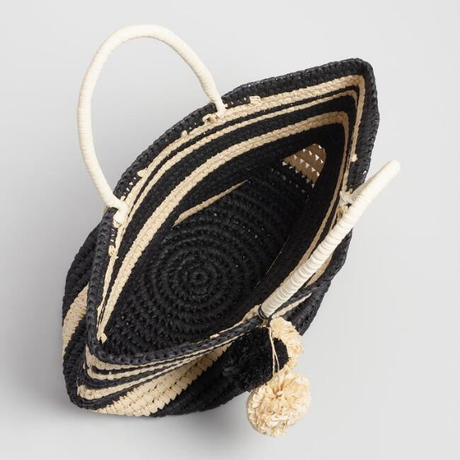 Striped Straw Tote