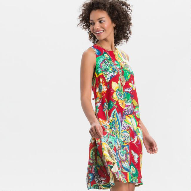 Red Orchid Multicolor Garden Dress