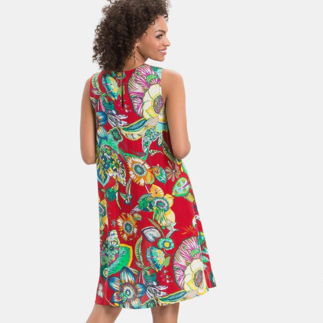 Red Orchid Multicolor Garden Dress