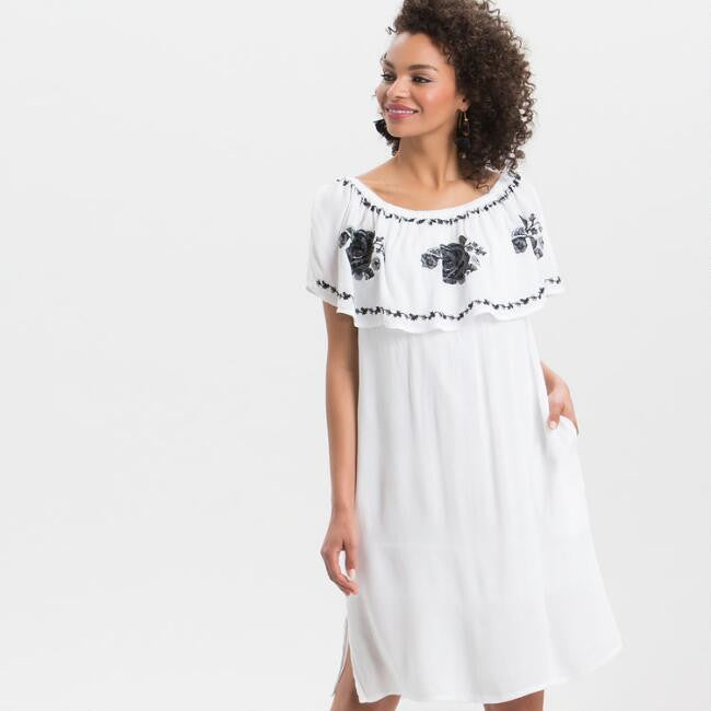 White Rose Embroidered Dress