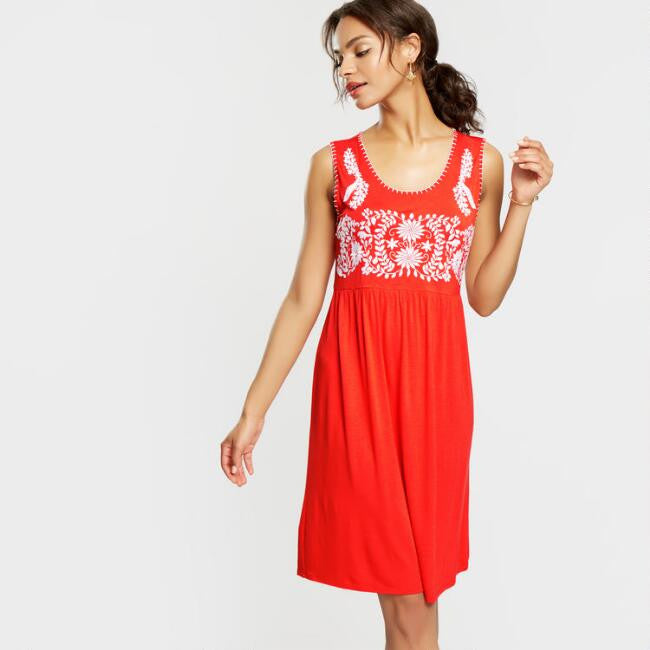 v1 v2 v3 Coral Embroidered Shari Dress