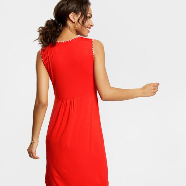 v1 v2 v3 Coral Embroidered Shari Dress
