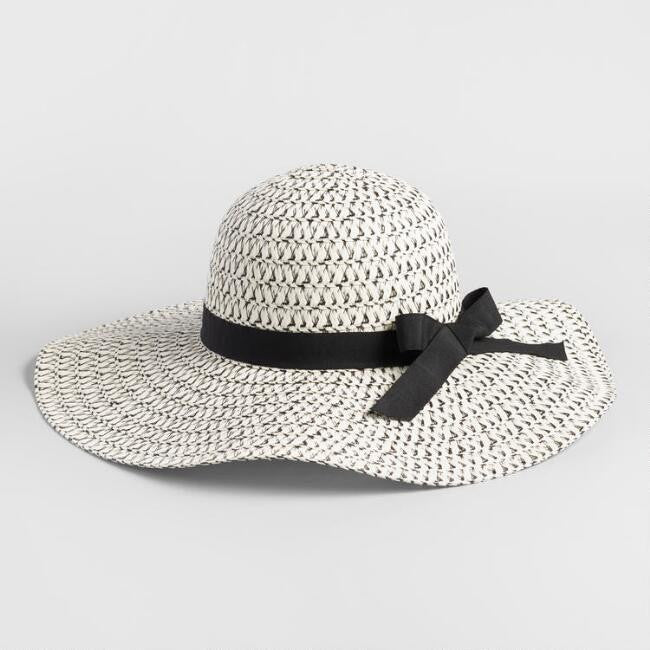 Chapeau de soleil à nœud noir et blanc