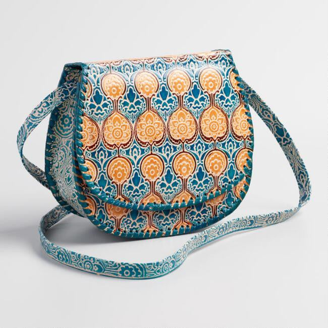 Embossed Leather Crossbody Bag