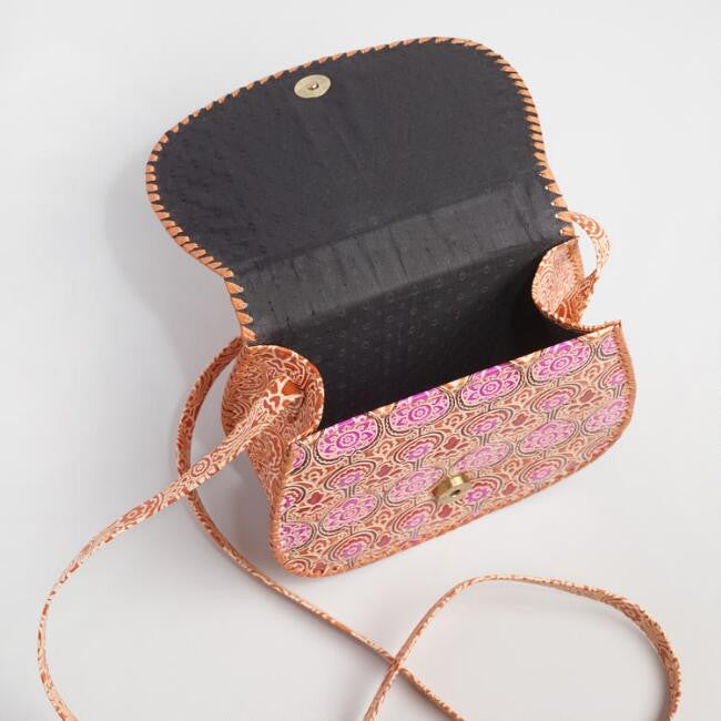 Embossed Leather Crossbody Bag